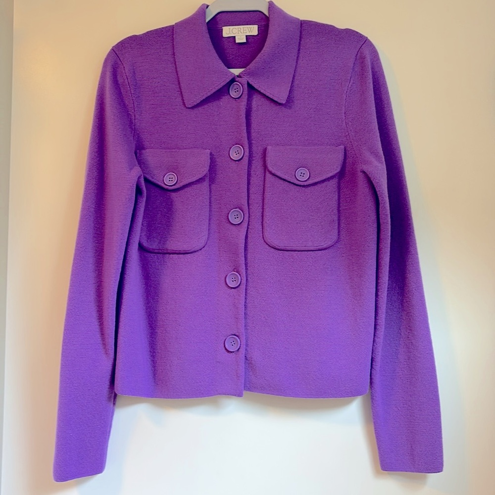 J. Crew Purple Button-Front Wool Jacket